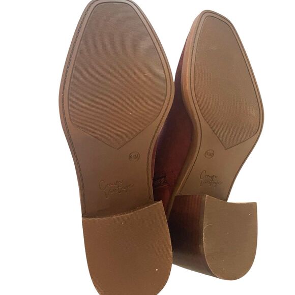 Crown Vintage Womens Suede Leather Burgundy Booties 8.5 Heel Zipper Classic - Picture 5 of 14